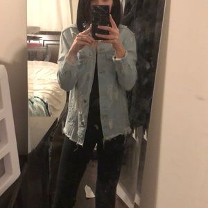 Destroyed oversized denim coat